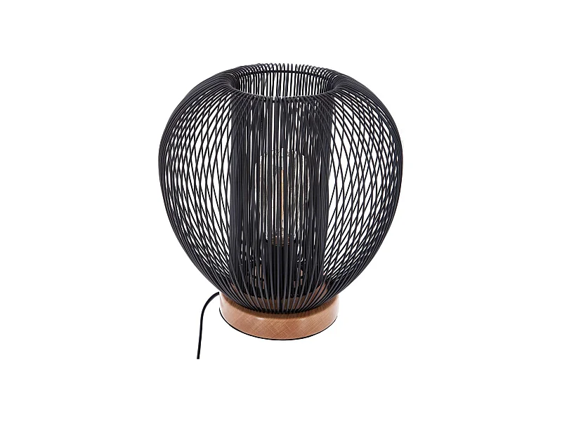 Lampe à poser en Métal filaire Noir H 27 cm
