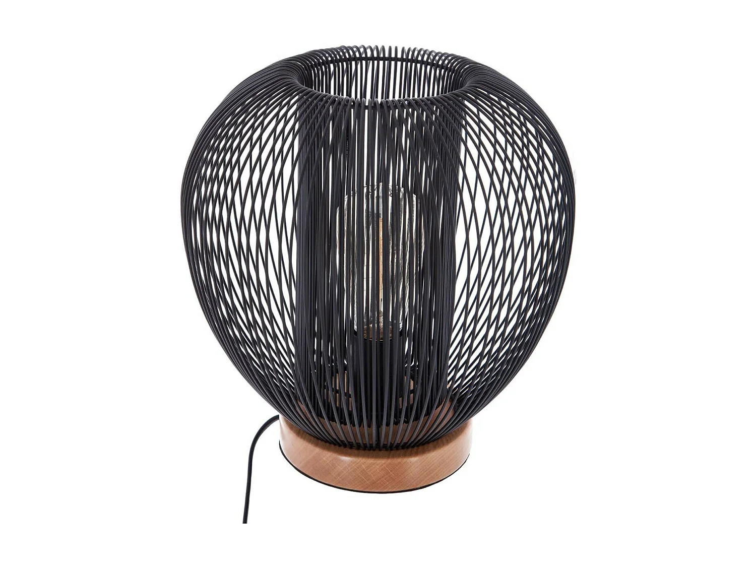 Lampe à poser en Métal filaire Noir H 27 cm