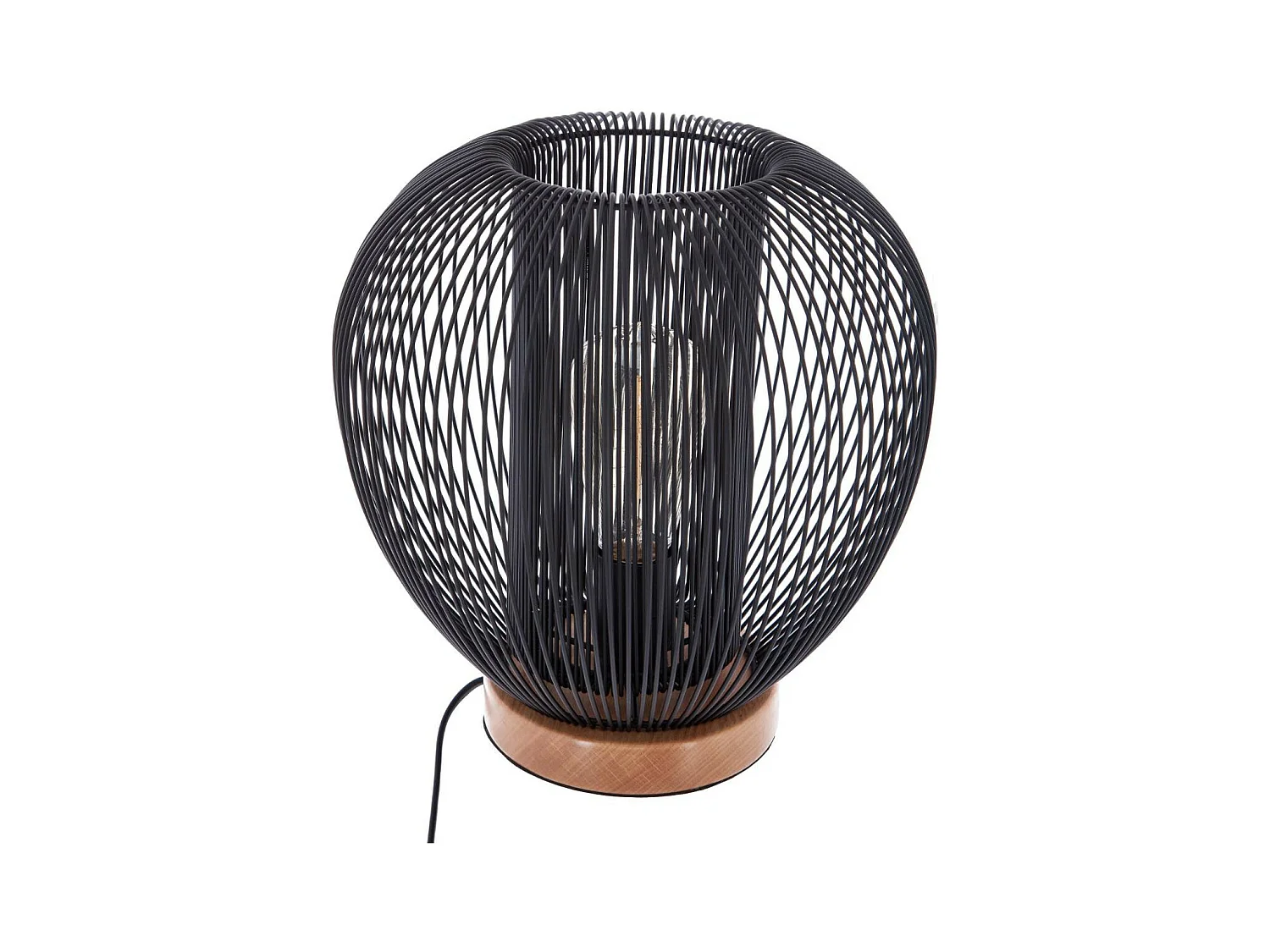 Lampe à poser en Métal filaire Noir H 27 cm