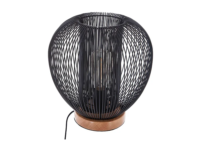 Lampe à poser en Métal filaire Noir H 27 cm