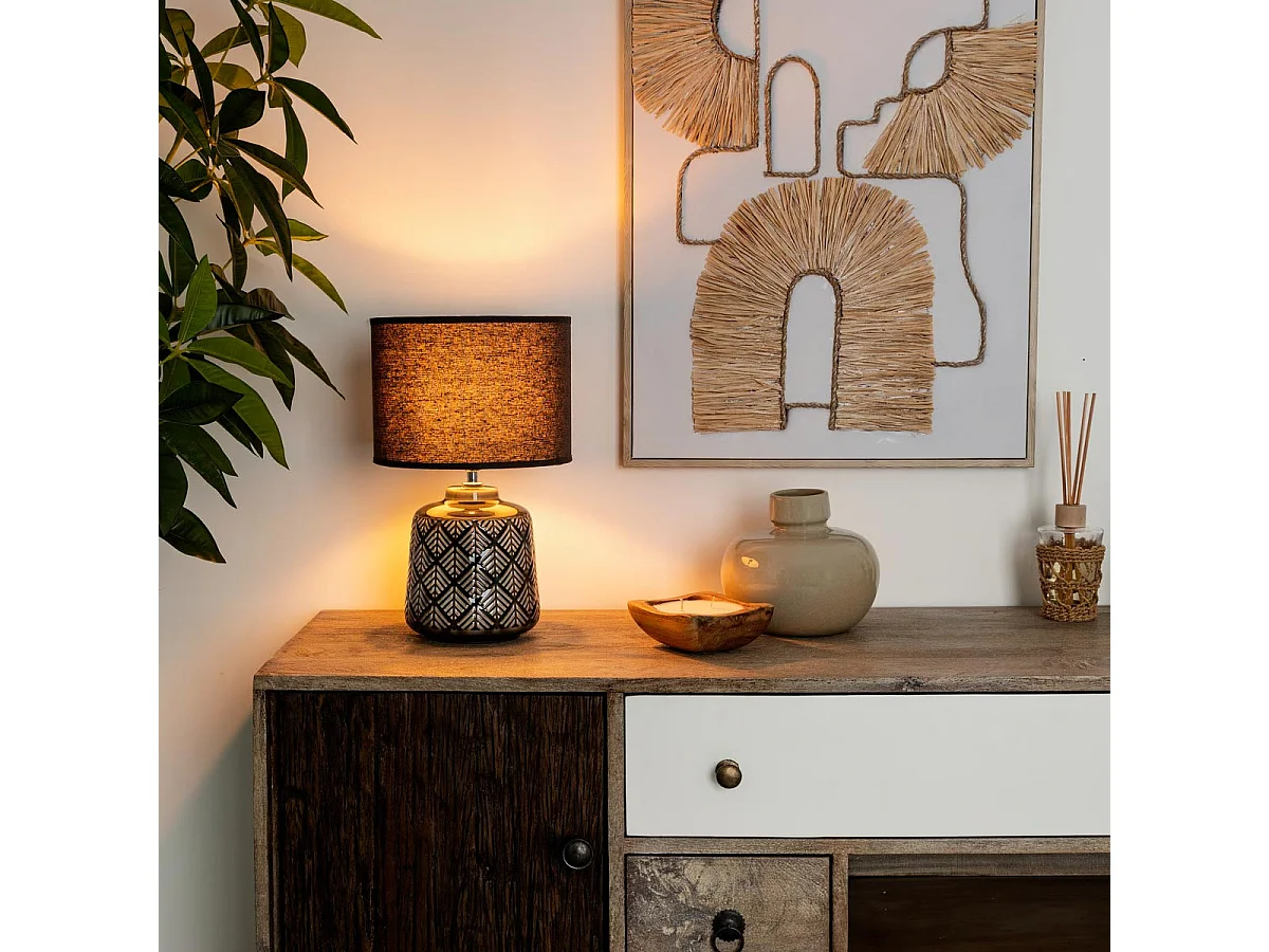 Lampe à poser en céramique décorée H 35 cm