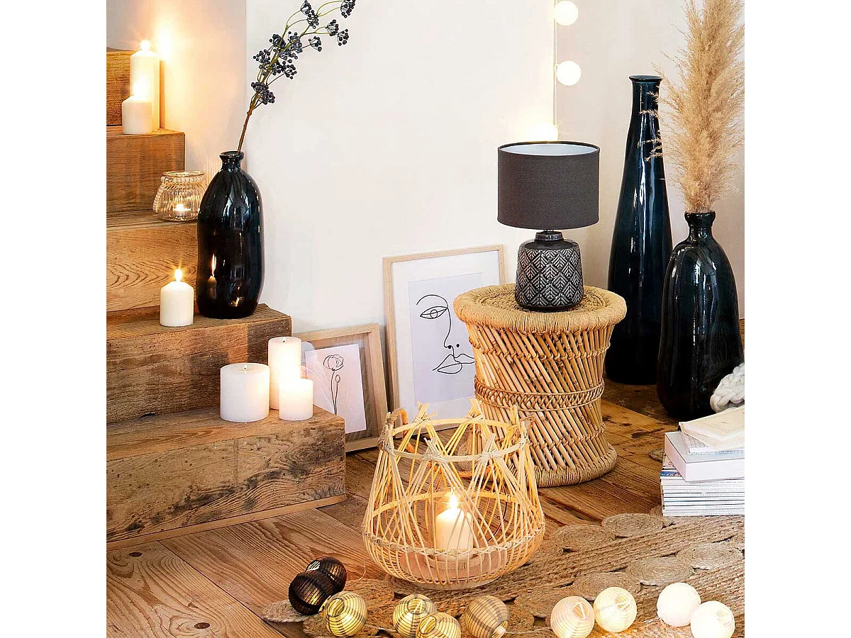 Lampe à poser en céramique décorée H 35 cm