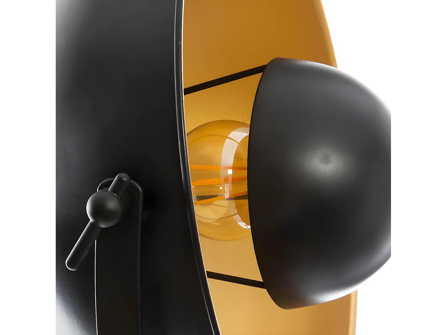 Lampe Trépied en Bois et Métal Noir Vintage loft H 71 cm