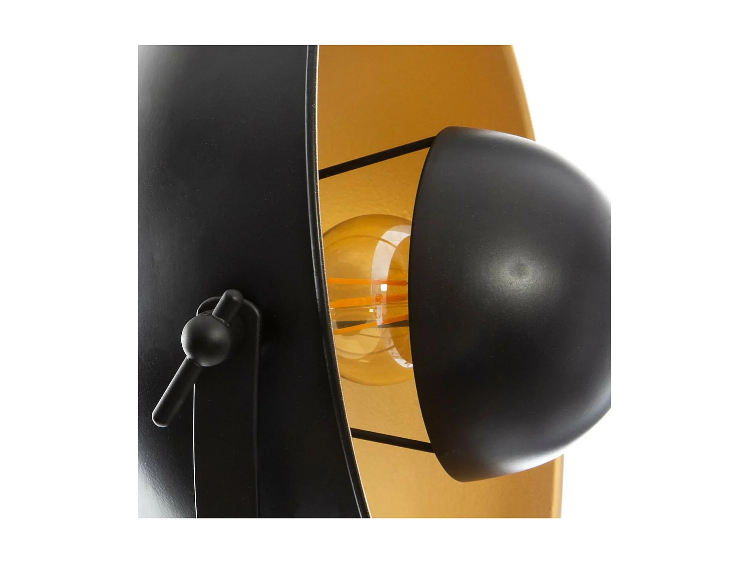 Lampe Trépied en Bois et Métal Noir Vintage loft H 71 cm