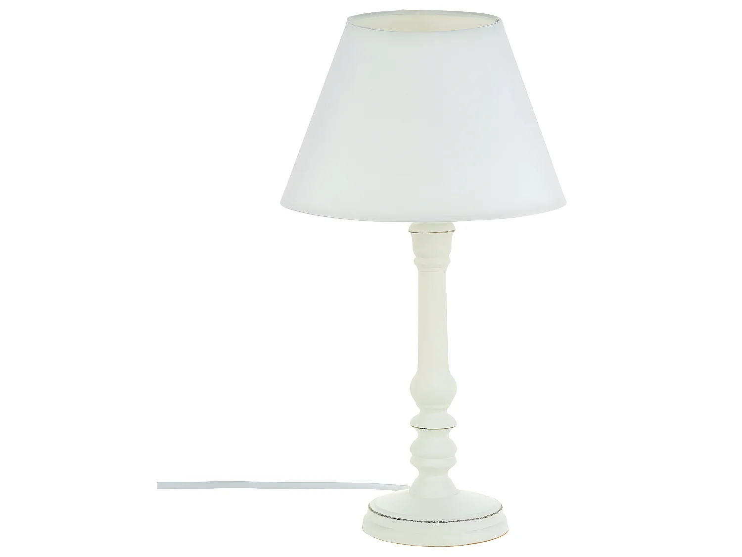 Lampe à poser en Bois Blanc patiné H 35 cm