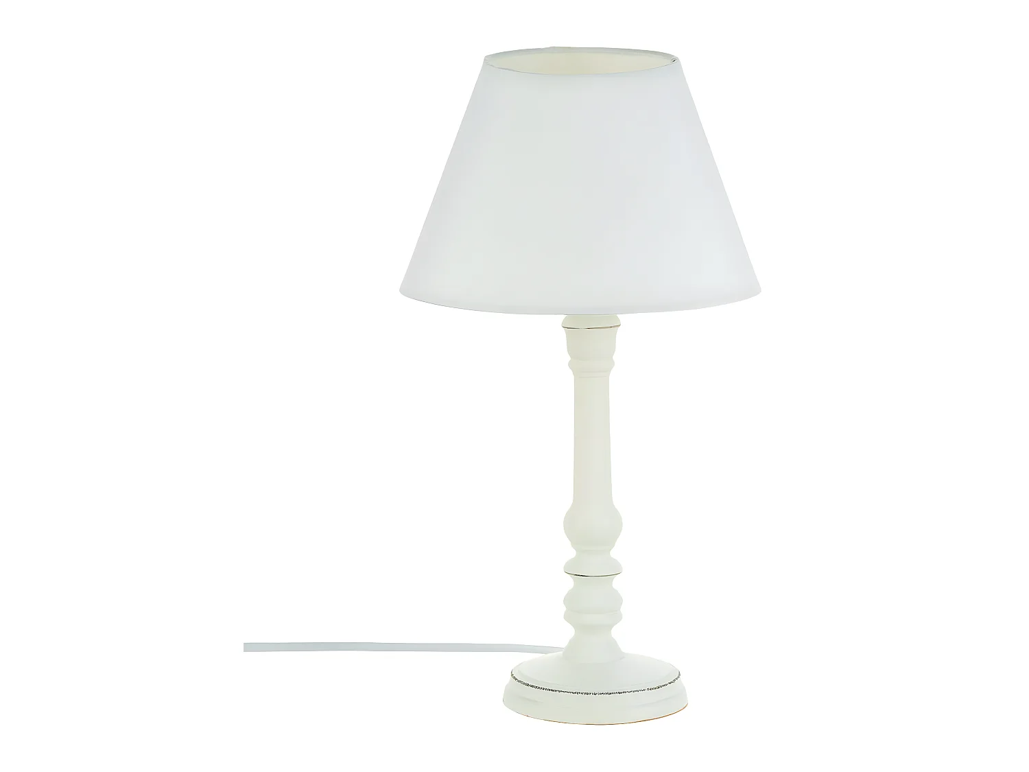 Lampe à poser en Bois Blanc patiné H 35 cm