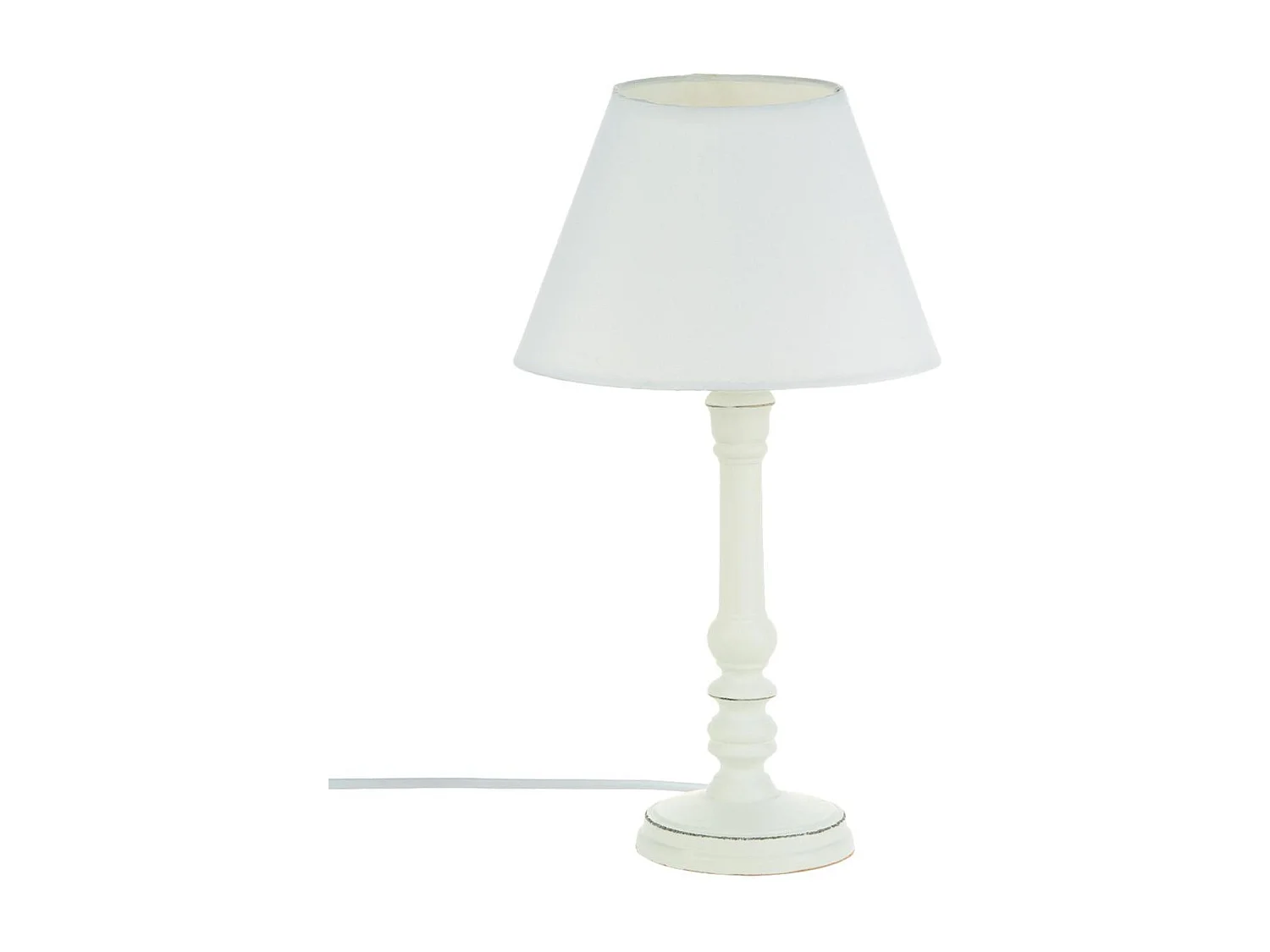 Lampe à poser en Bois Blanc patiné H 35 cm