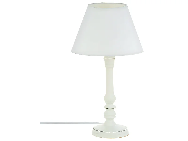 Lampe à poser en Bois Blanc patiné H 35 cm