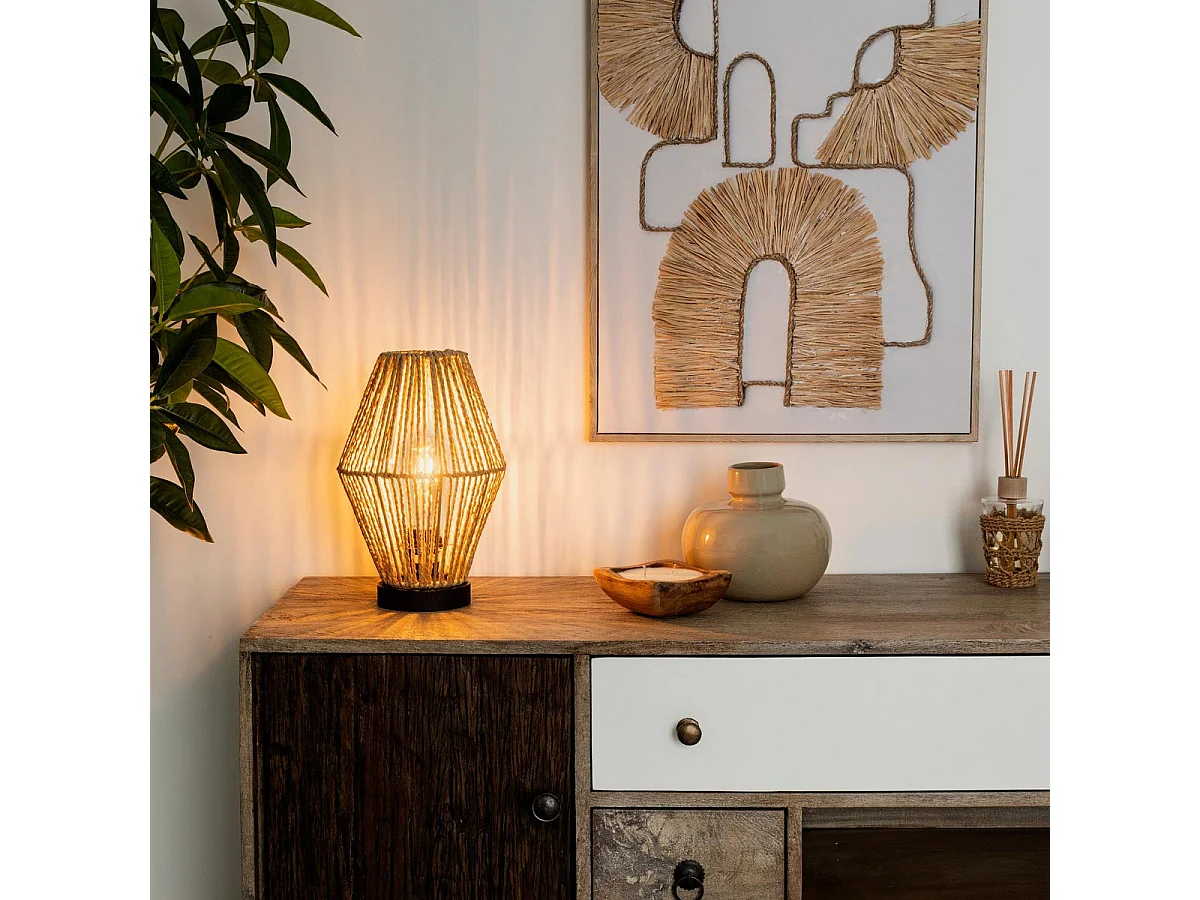 Lampe à poser Corde Nature H 32 cm