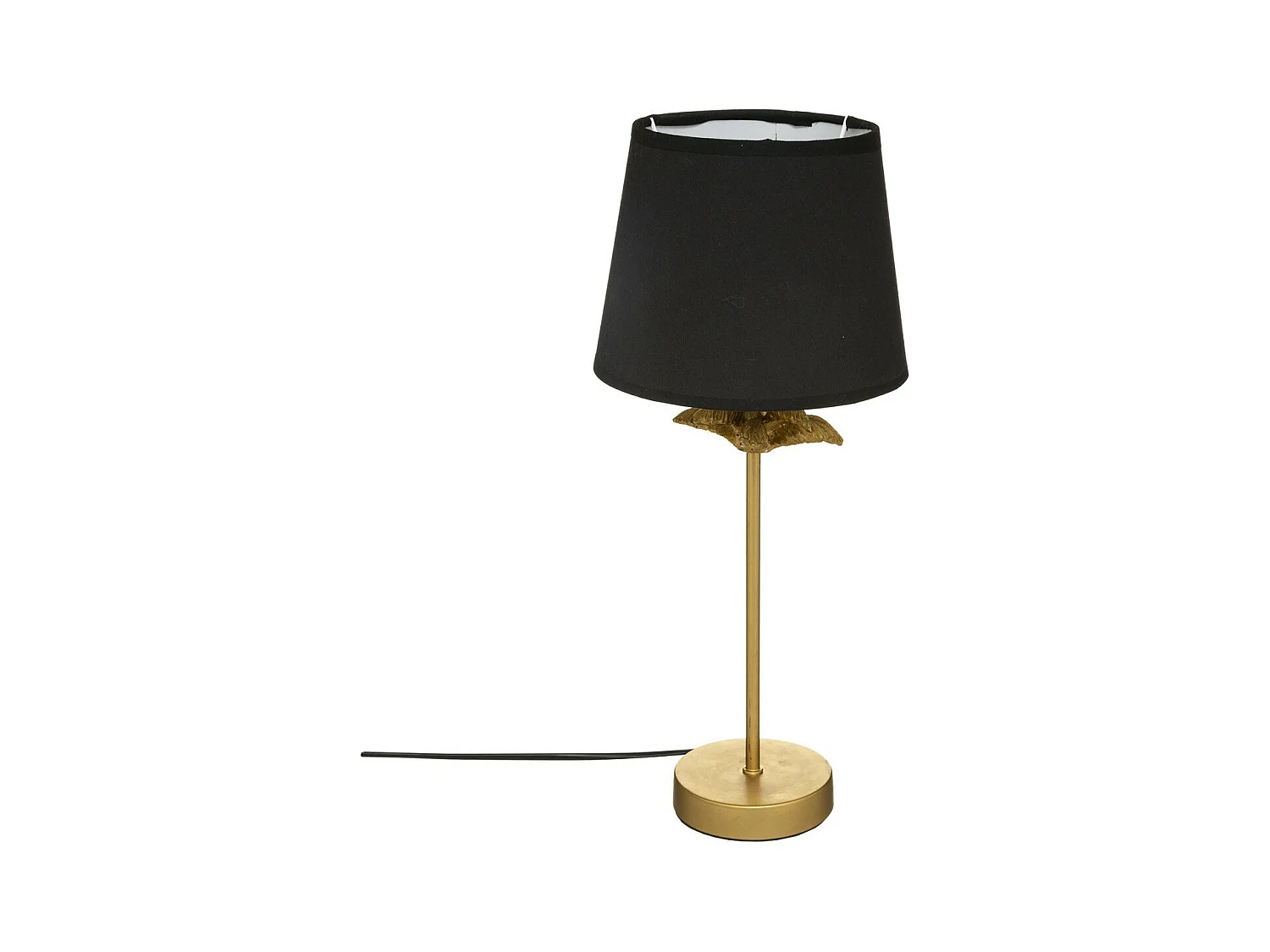 Lampe à poser en Métal Doré et Abat-jour Noir H 45.5 cm