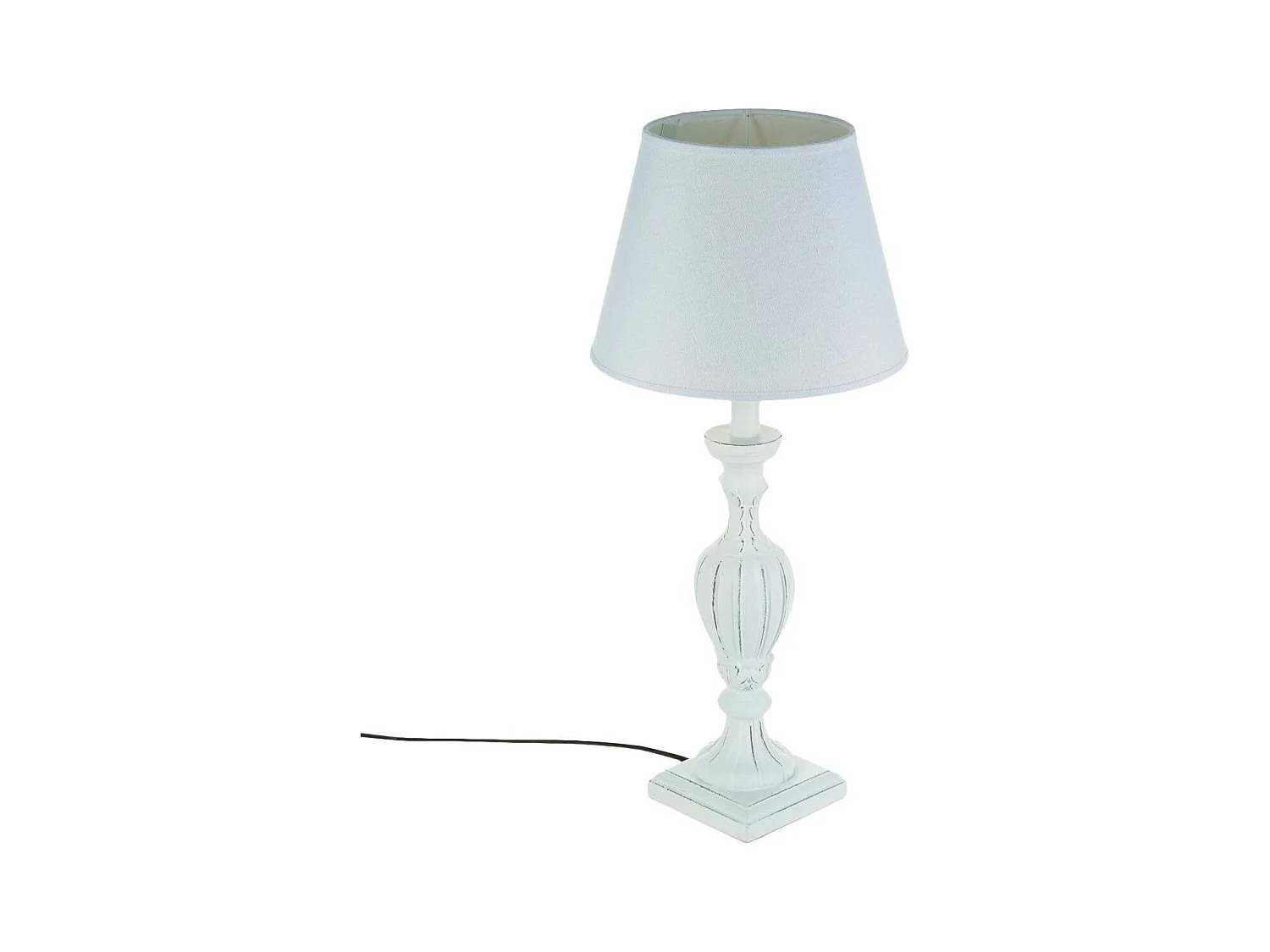 Lampe à poser Pied en Bois patiné Blanc H 55 cm