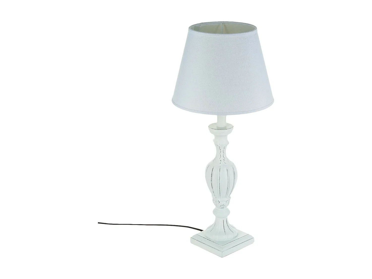 Lampe à poser Pied en Bois patiné Blanc H 55 cm