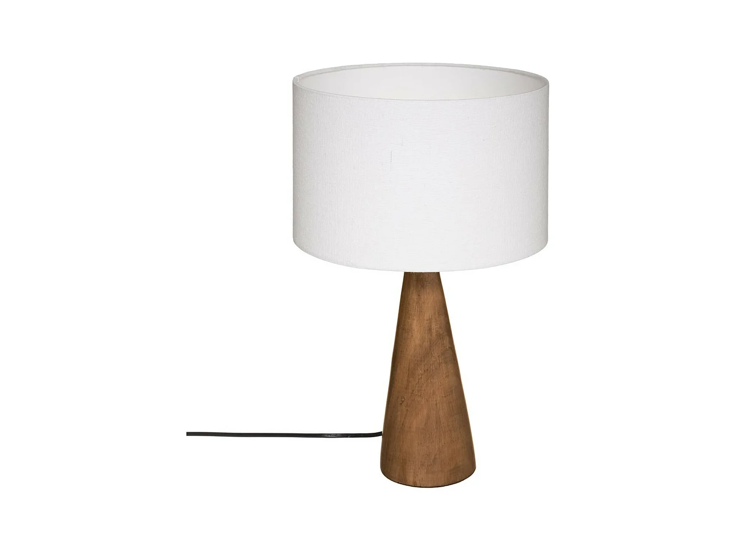 Lampe à poser Pied en Bois et Abat-jour Blanc H 46 cm