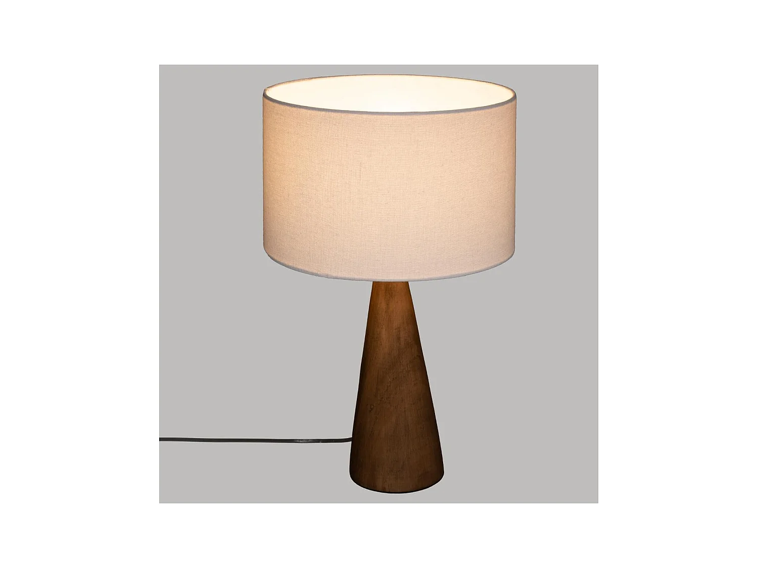 Lampe à poser Pied en Bois et Abat-jour Blanc H 46 cm