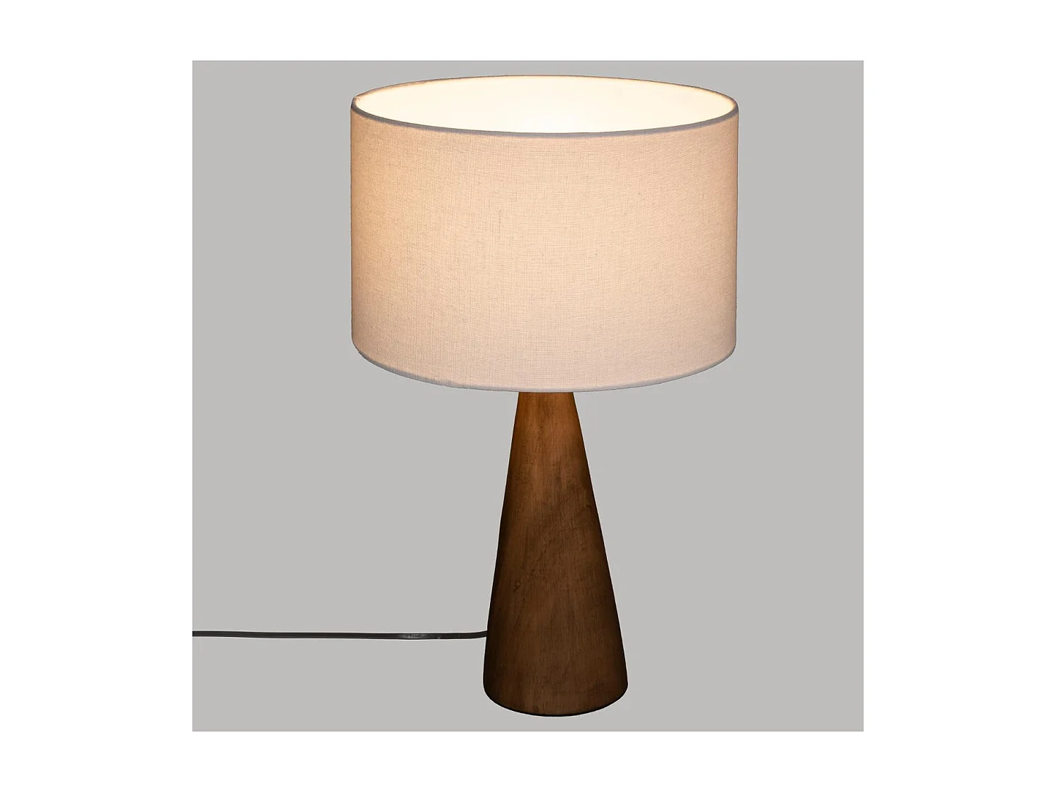 Lampe à poser Pied en Bois et Abat-jour Blanc H 46 cm