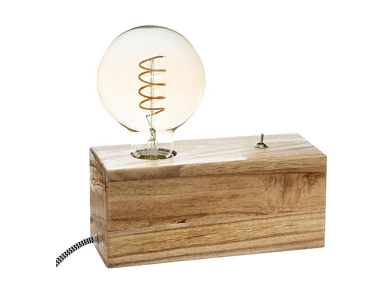 Lampe Socle en Bois Rétro et Vintage
