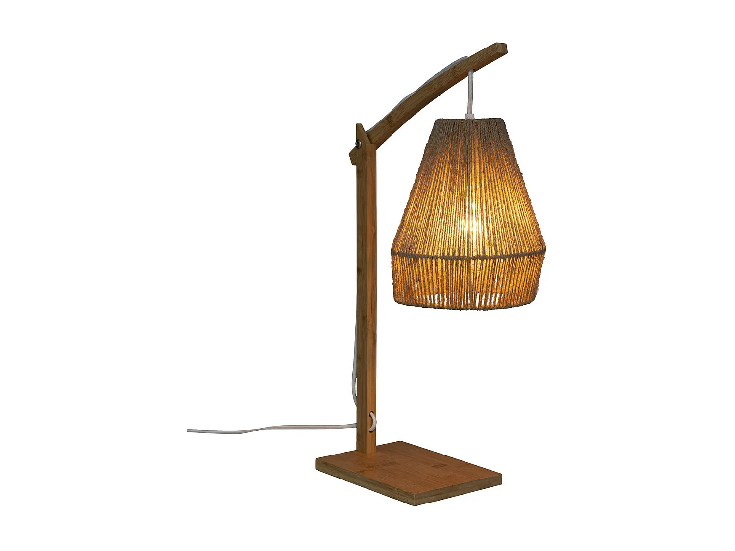 Lampe à poser en Bambou et Chanvre H 55 cm