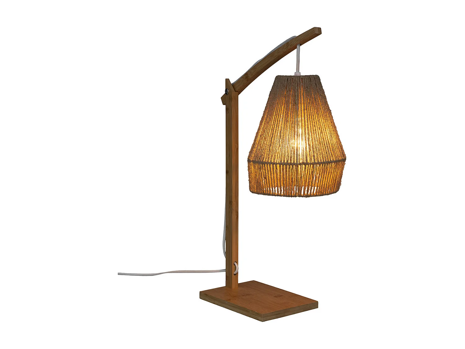 Lampe à poser en Bambou et Chanvre H 55 cm