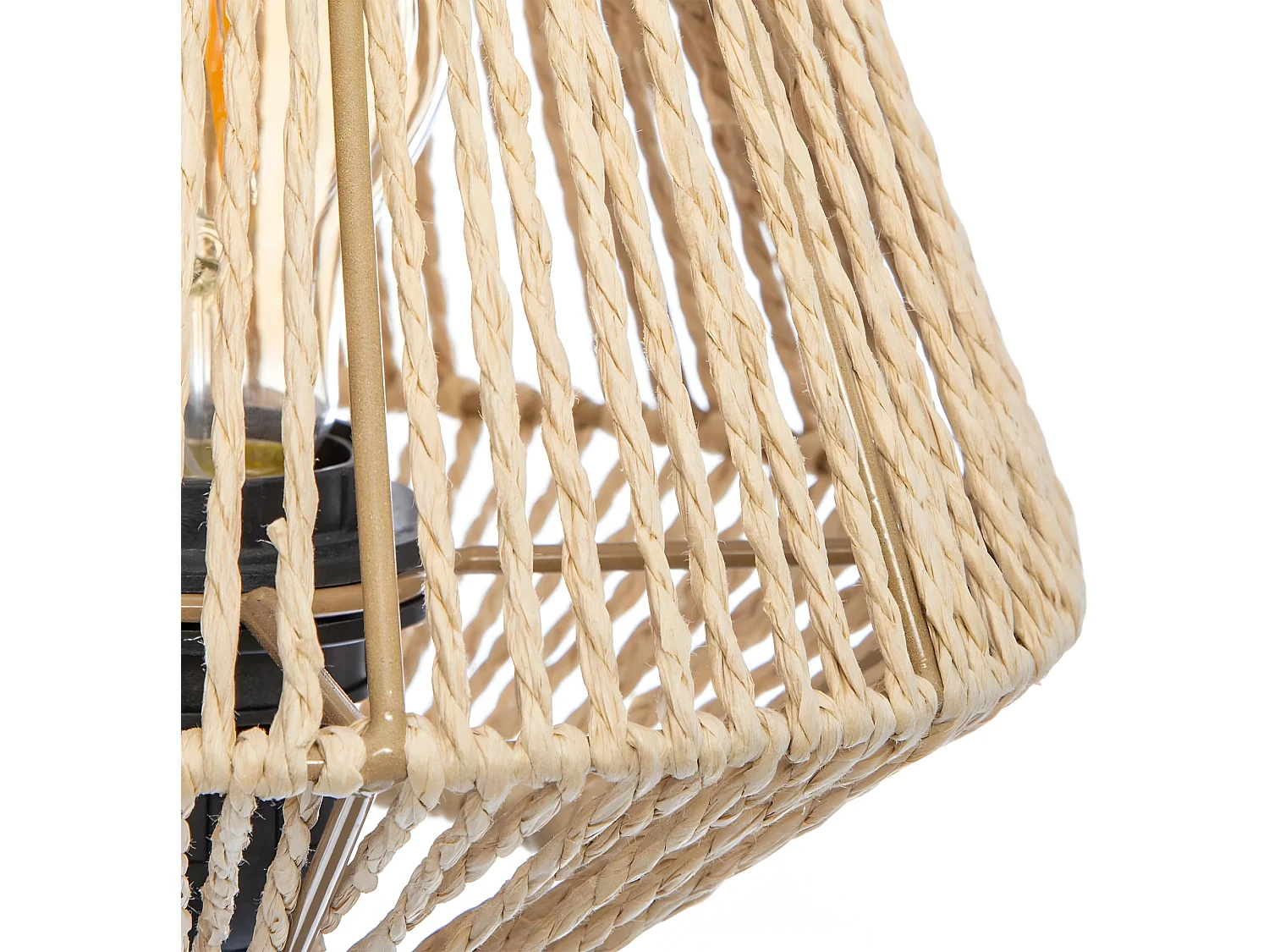 Lampe à poser en métal Noir et Abat-jour Naturel H 34 cm