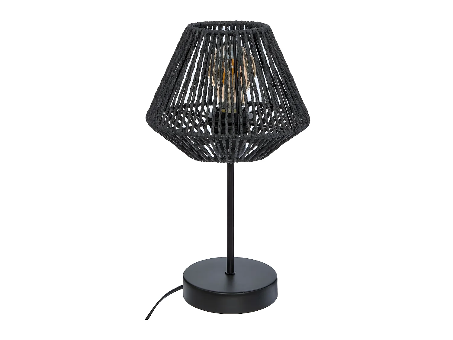 Lampe à poser en métal et Abat-jour Noir H 34 cm