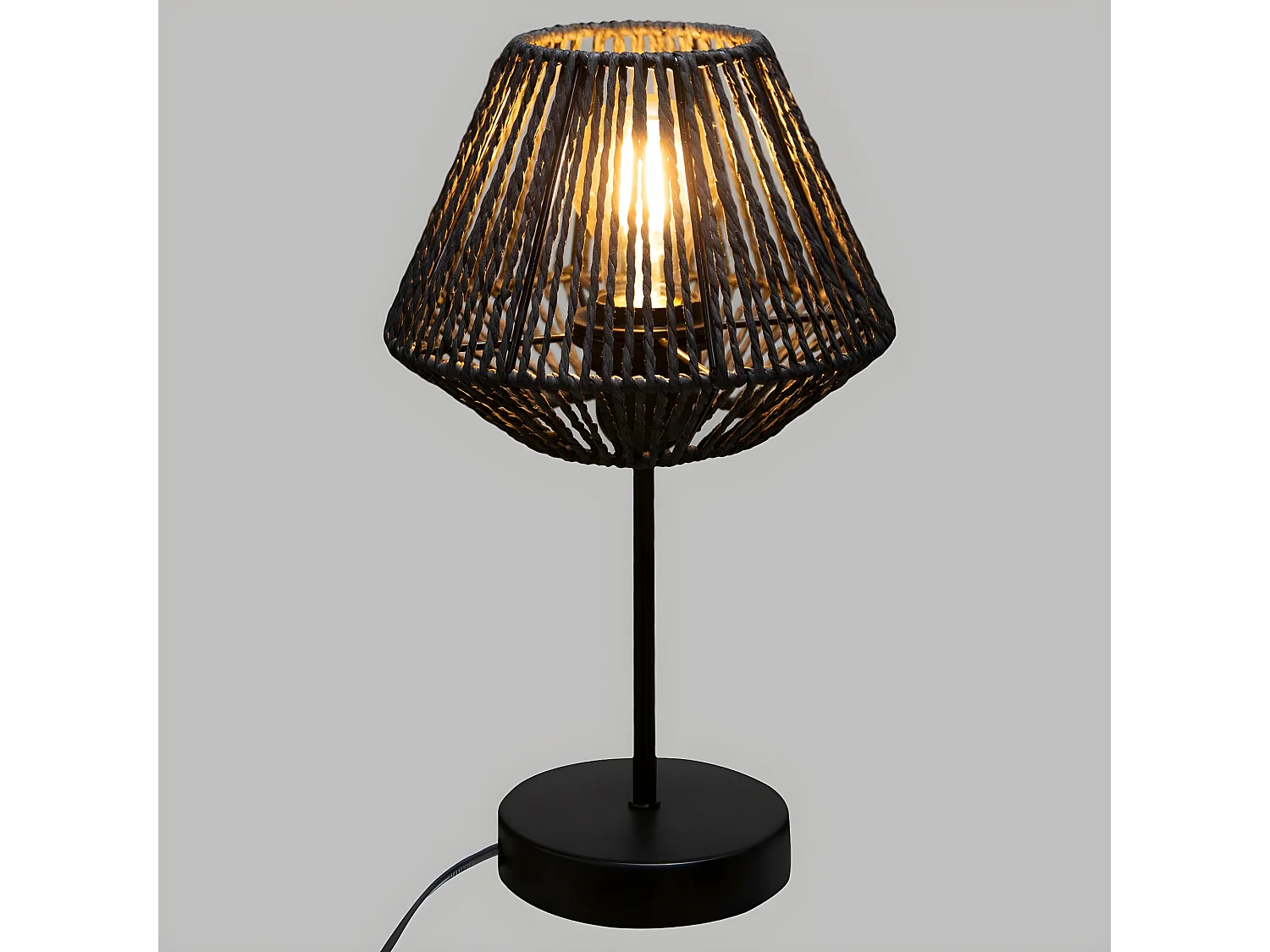Lampe à poser en métal et Abat-jour Noir H 34 cm