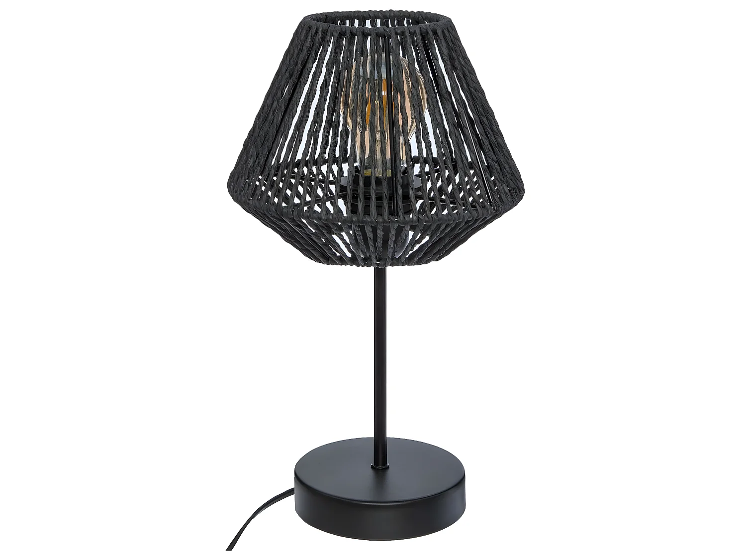 Lampe à poser en métal et Abat-jour Noir H 34 cm