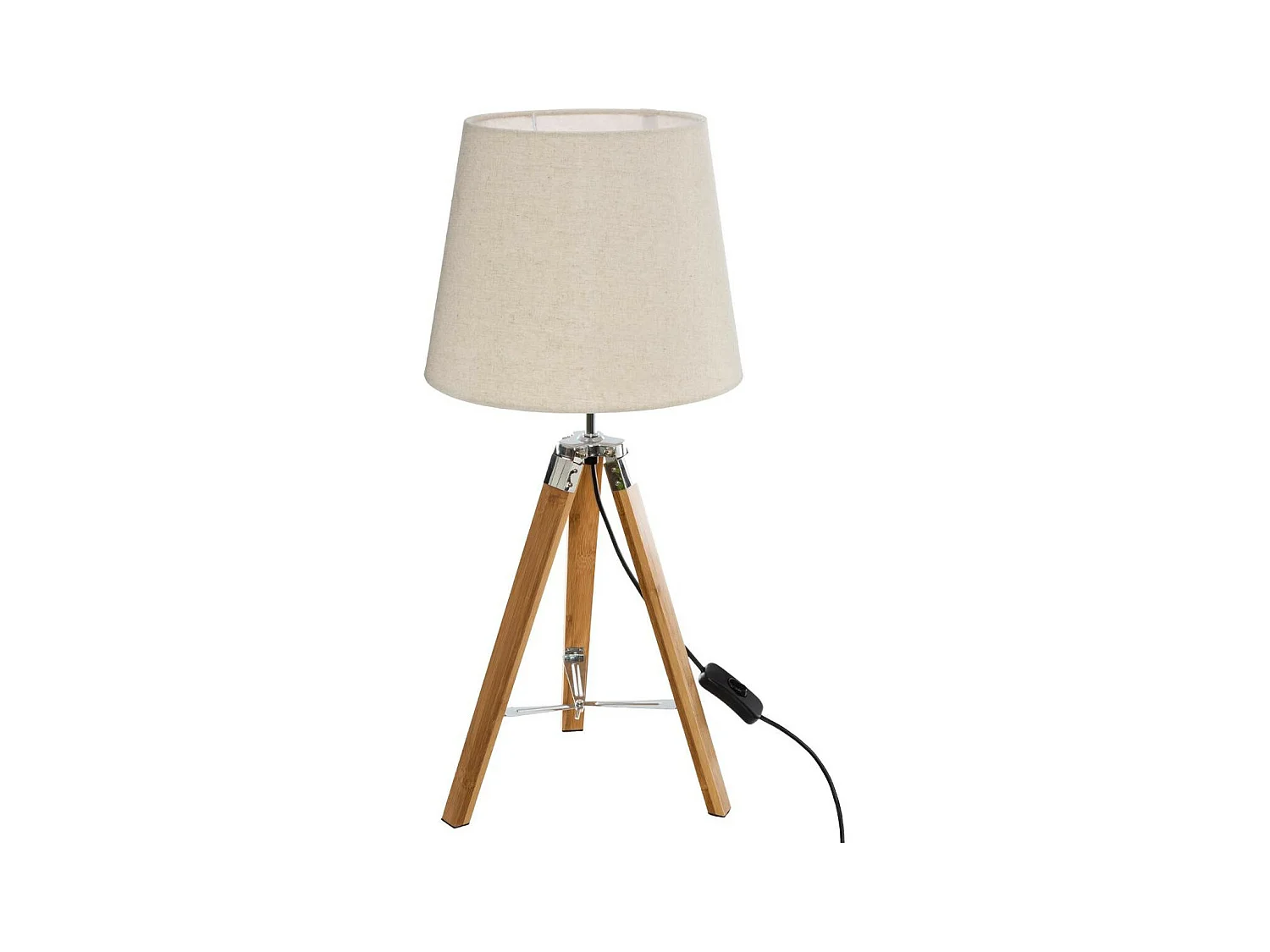 Lampe Trépied en Bambou et  Abat-jour en Beige H 58 cm