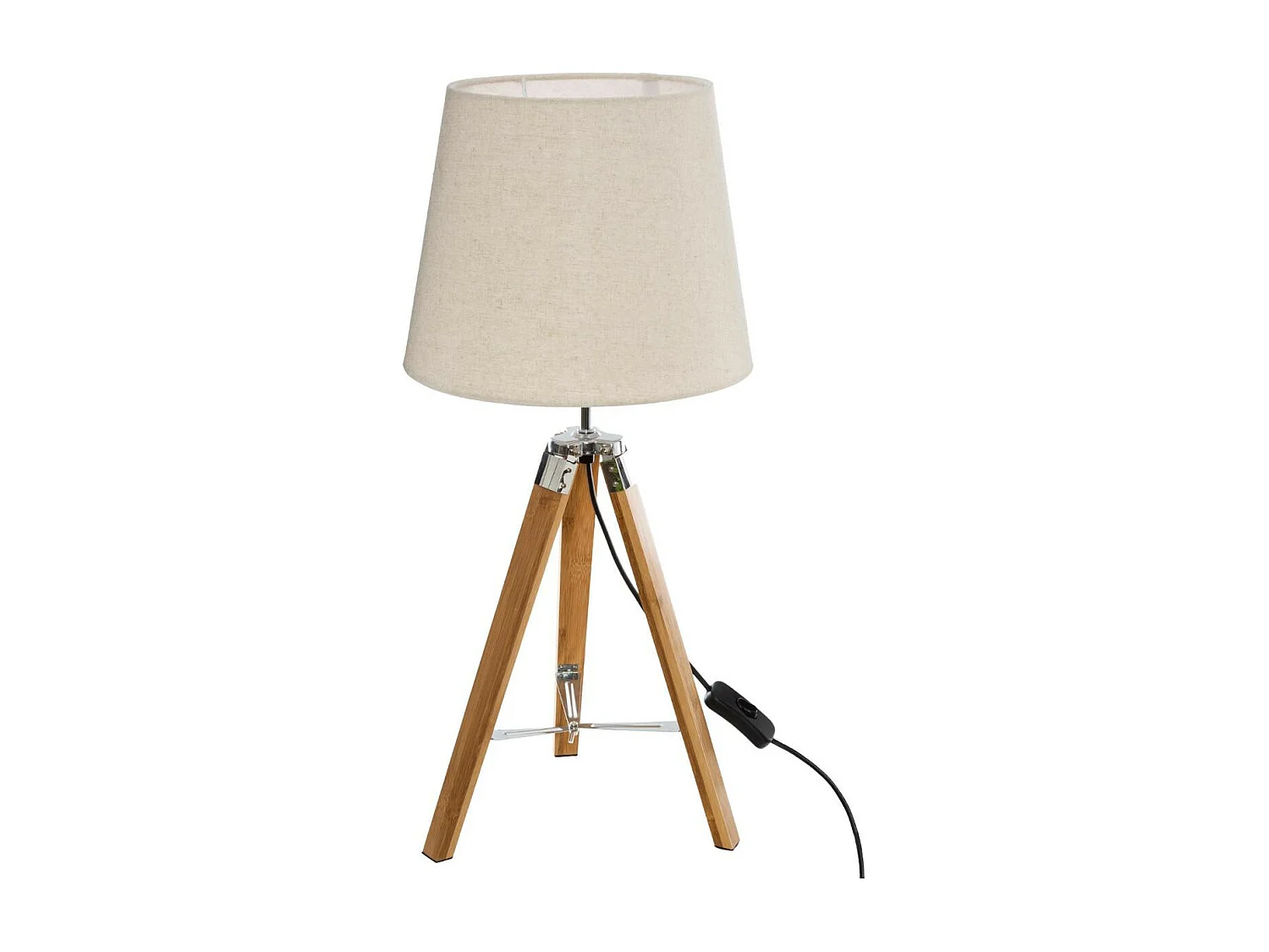 Lampe Trépied en Bambou et  Abat-jour en Beige H 58 cm