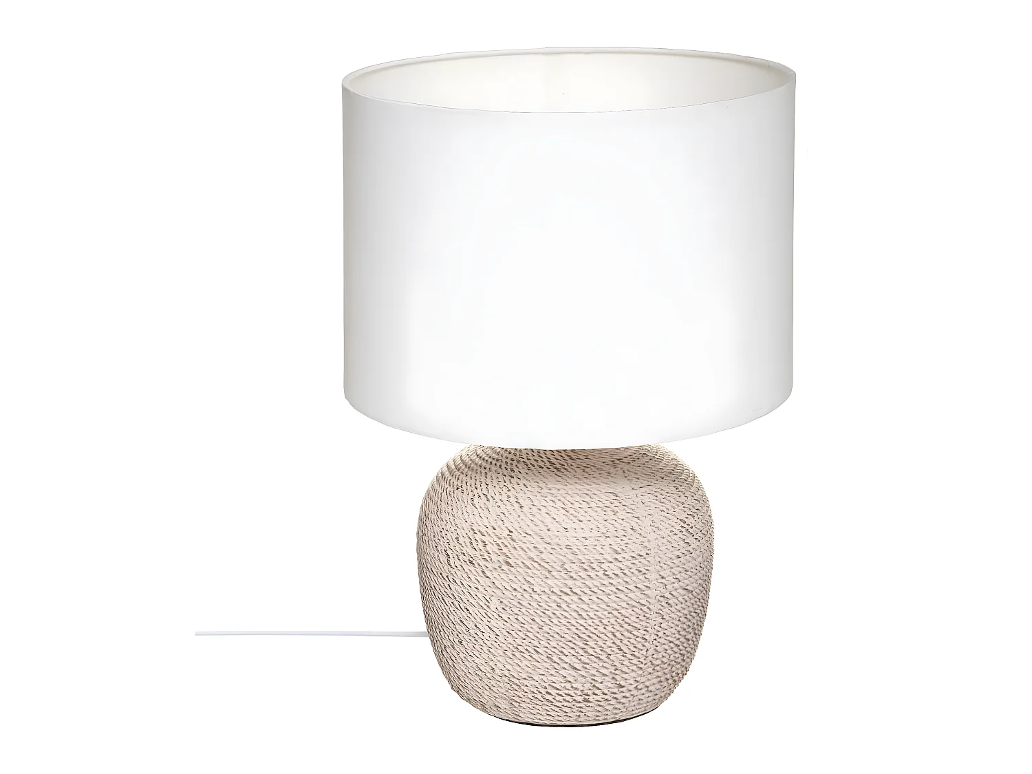 Lampe à poser en Céramique Beige et Abat jour Blanc H 39.5 cm