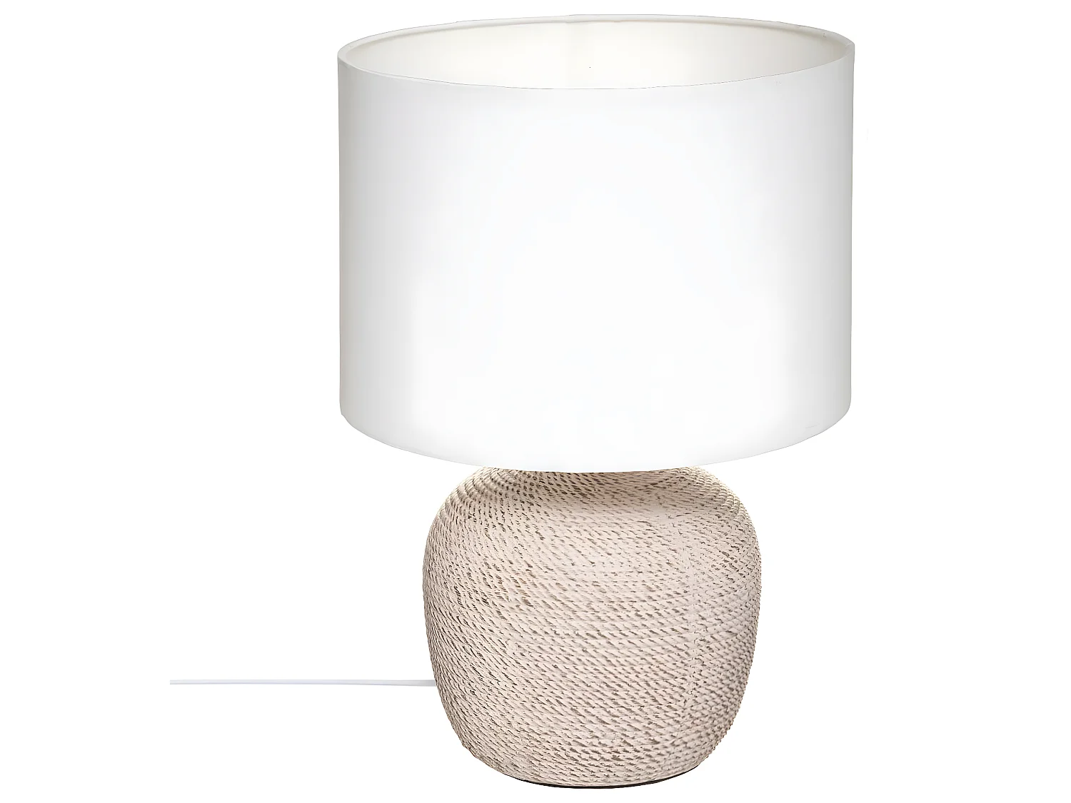Lampe à poser en Céramique Beige et Abat jour Blanc H 39.5 cm