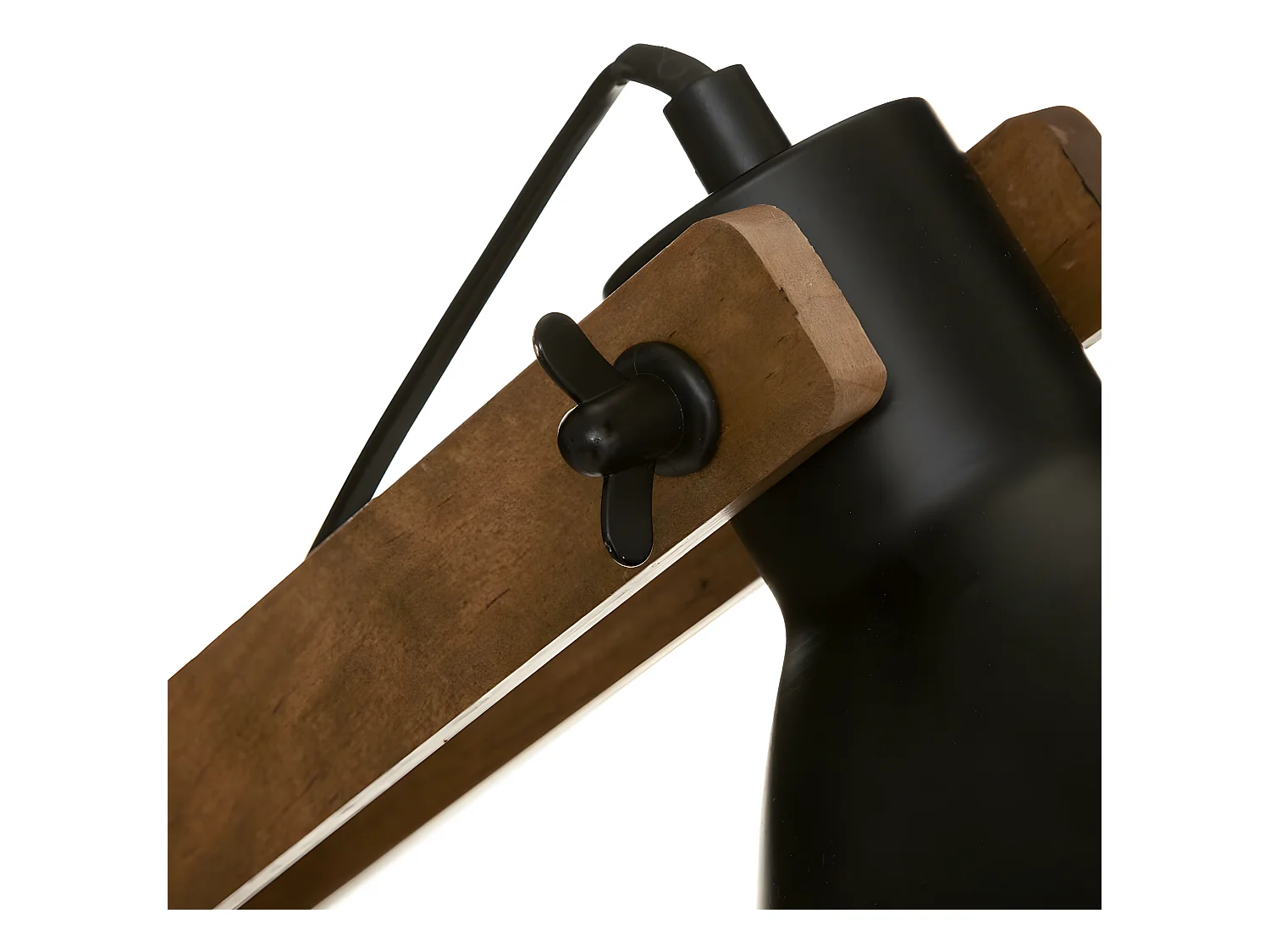 Lampe à poser Pied en Bois et Abat-jour en Métal Noir H 56 cm