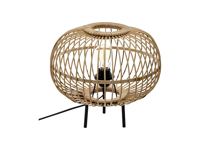 Lampe à Poser en Bambou Trépied en métal H 31 cm