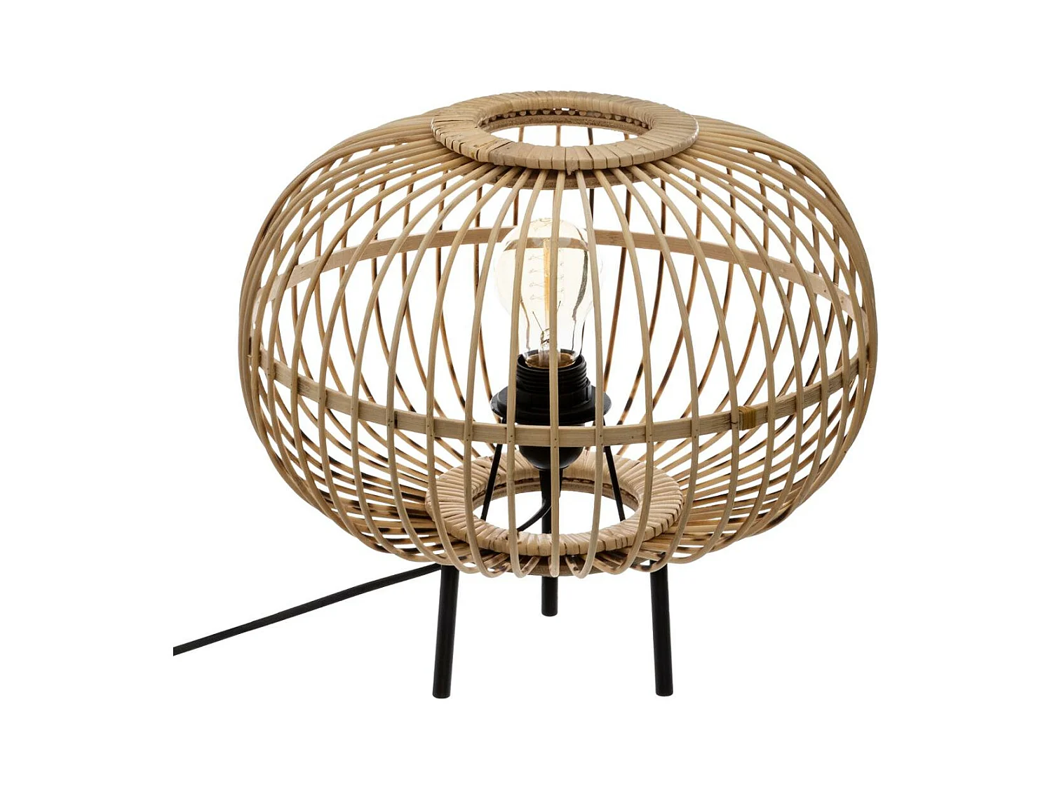 Lampe à Poser en Bambou Trépied en métal H 31 cm