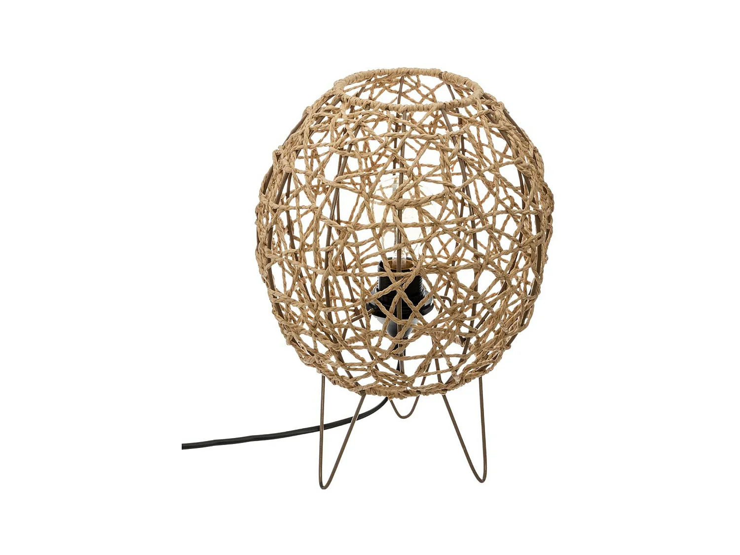 Lampe à poser Corde naturel Pied en métal  D 26 cm