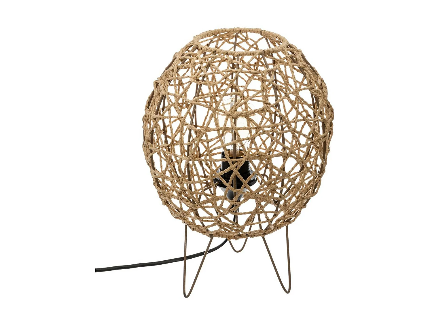 Lampe à poser Corde naturel Pied en métal  D 26 cm