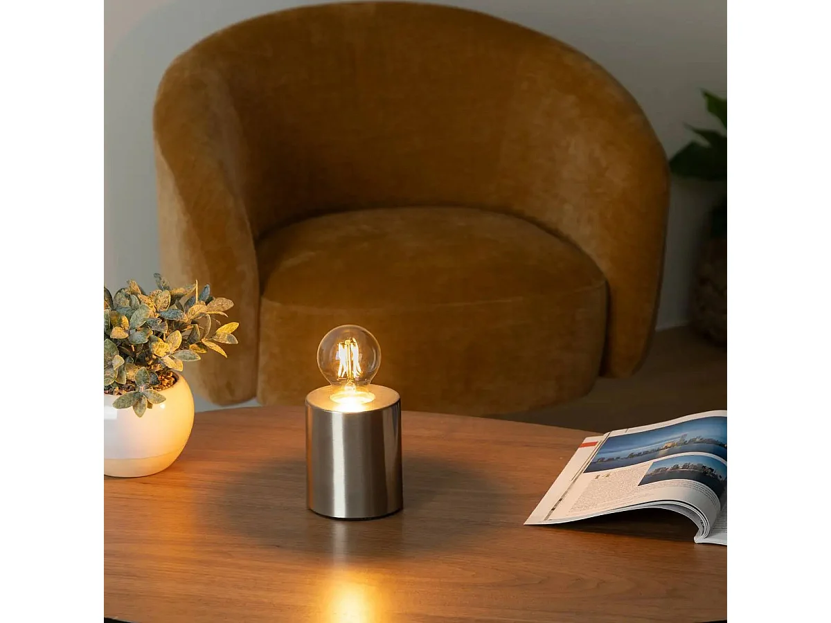Lampe Socle en métal Argent H 10.5 cm