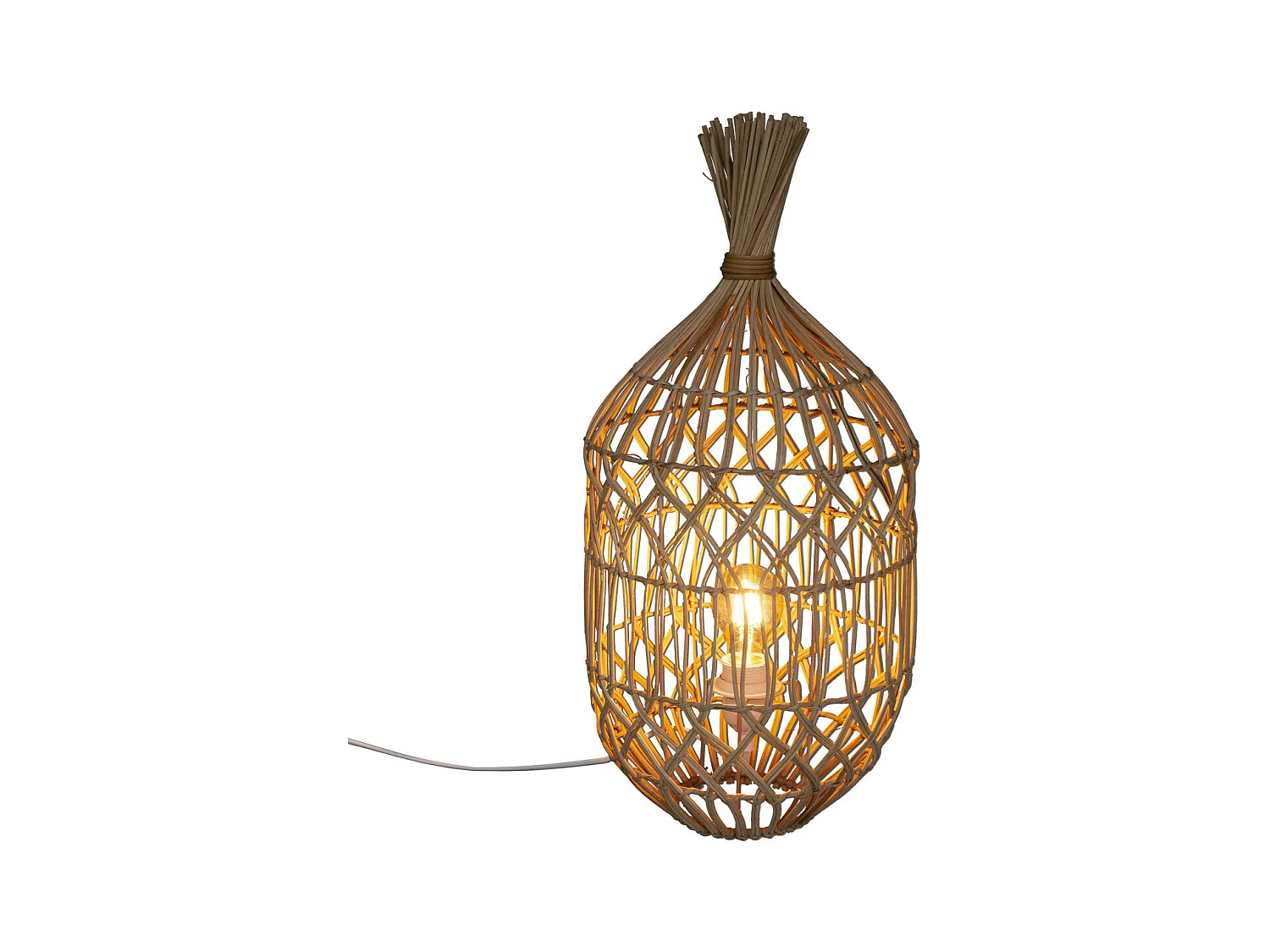 Lampe à poser en Rotin naturel H 55 cm