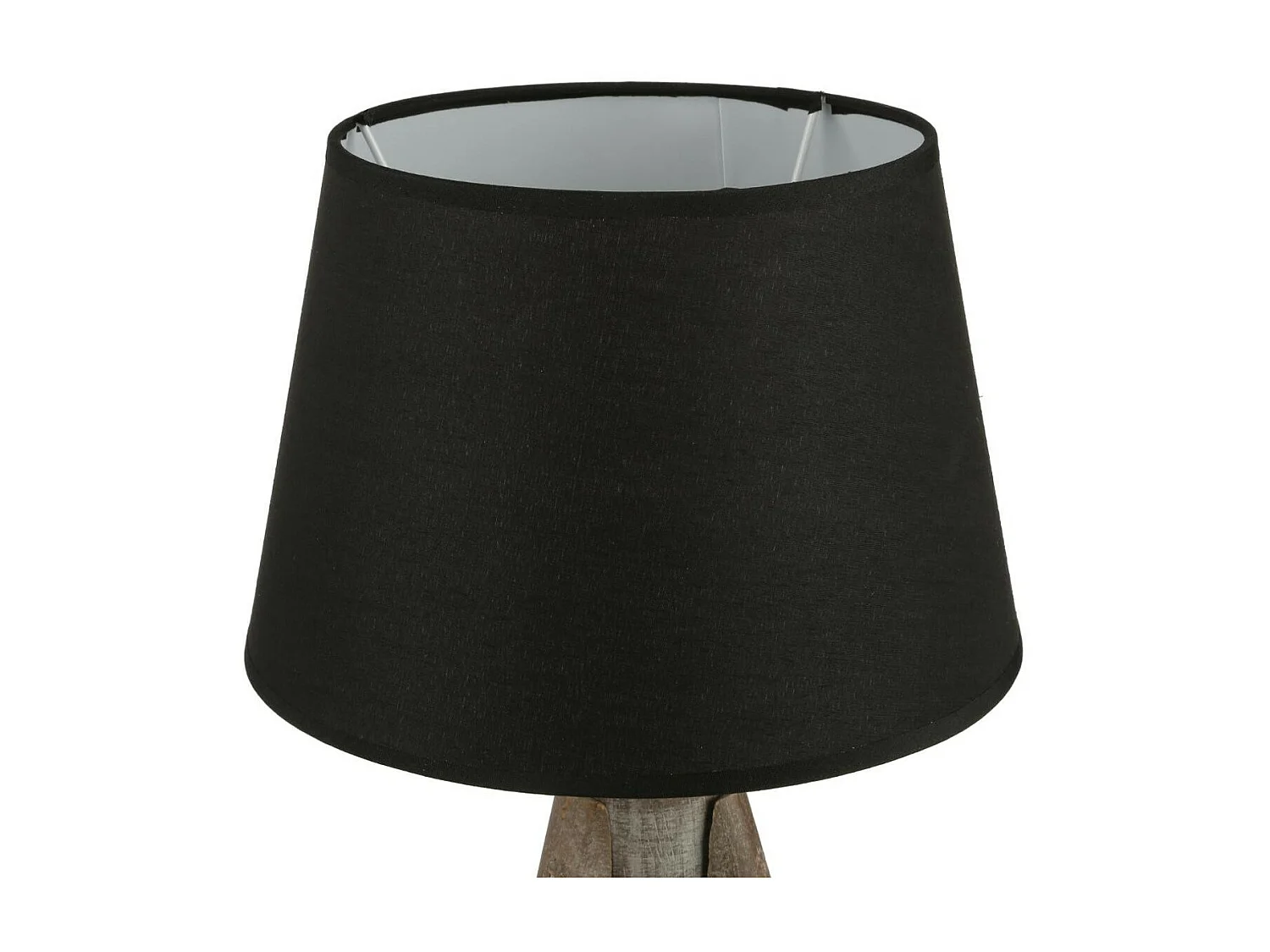 Lampe Trépied en Bois et et Abat-jour Noir H 46 cm