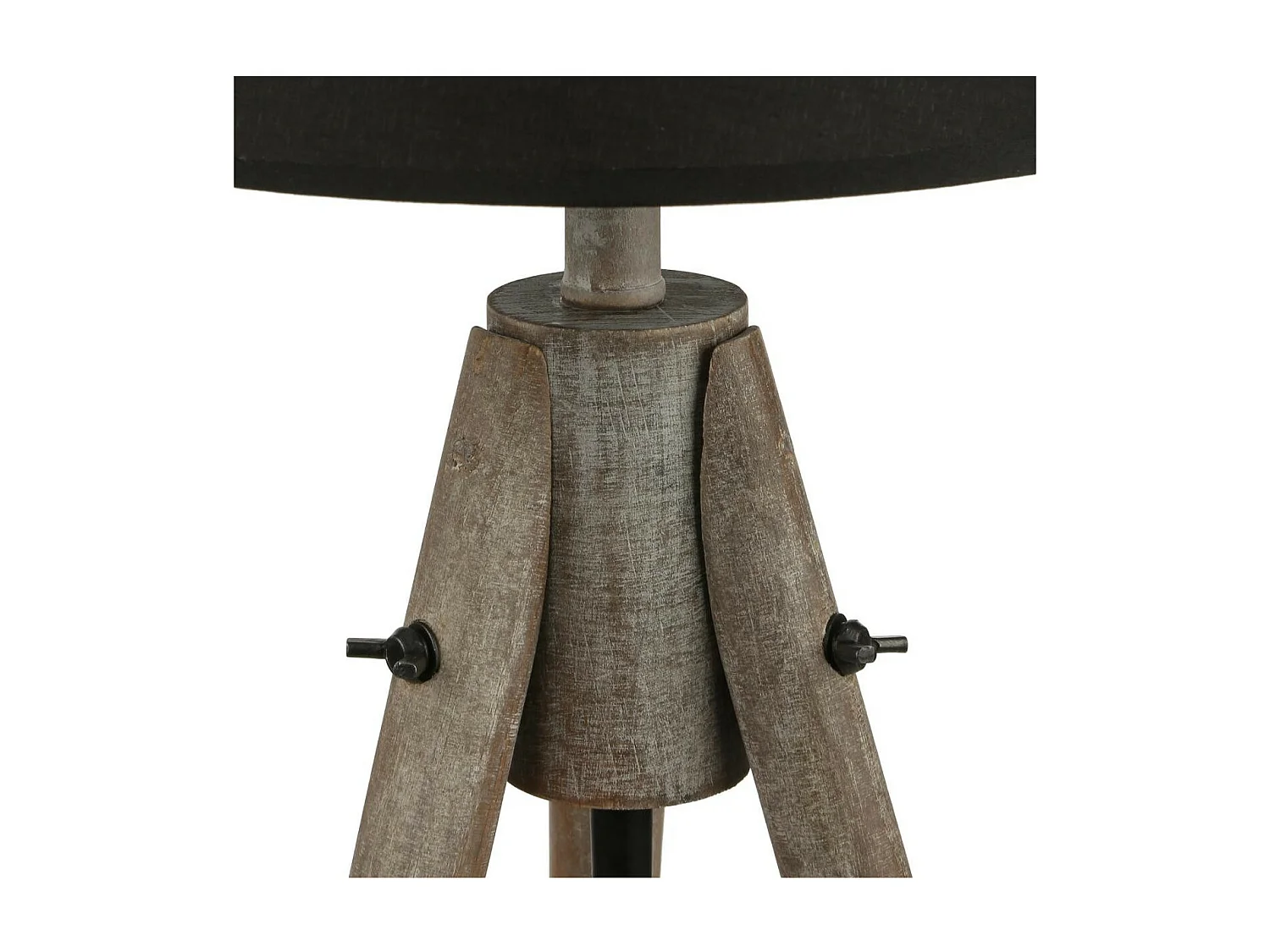 Lampe Trépied en Bois et et Abat-jour Noir H 46 cm