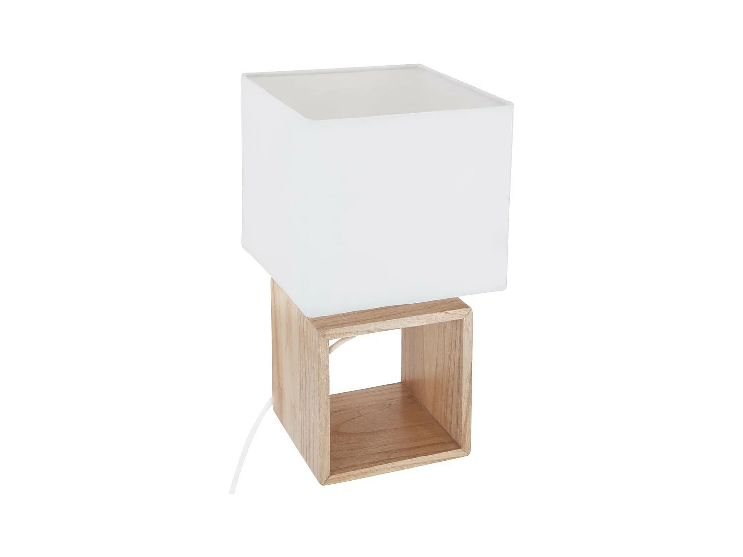 Lampe à poser en Bois et Abat-jour carré H 32 cm