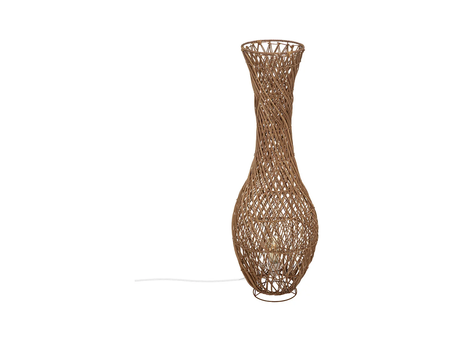 Grande Lampe à poser en Rotin et Métal H 100 cm