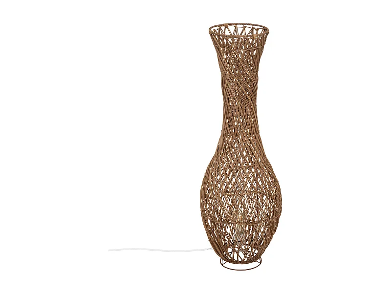 Grande Lampe à poser en Rotin et Métal H 100 cm