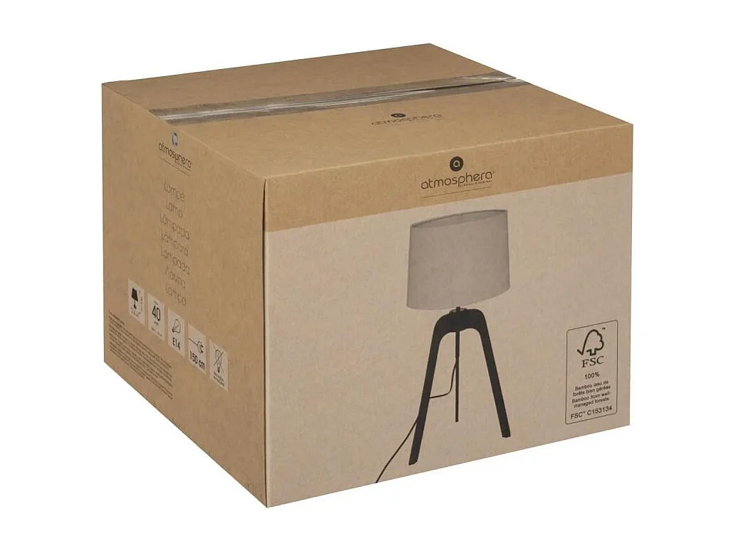 Lampe trépied en Bambou et Métal H 58.5 cm