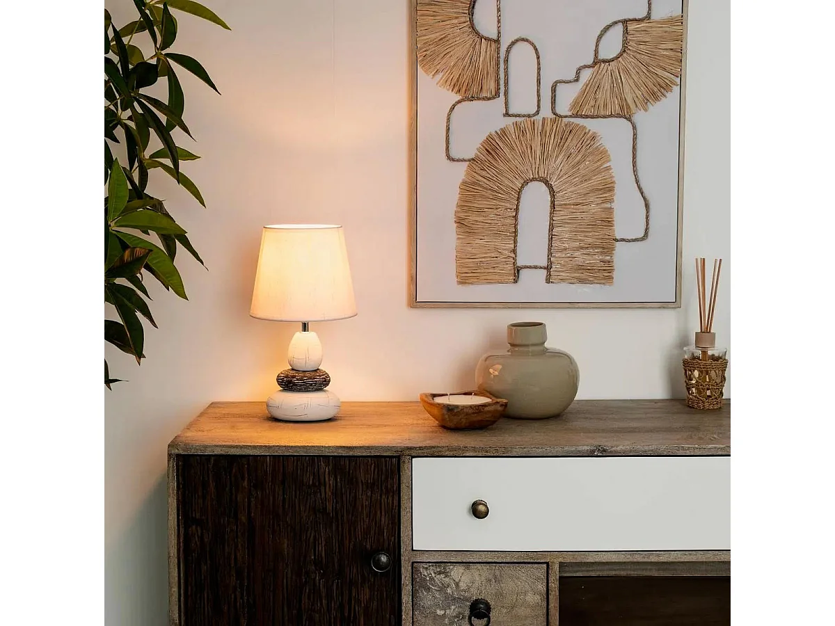 Lampe à poser en céramique trois galets H 33 cm