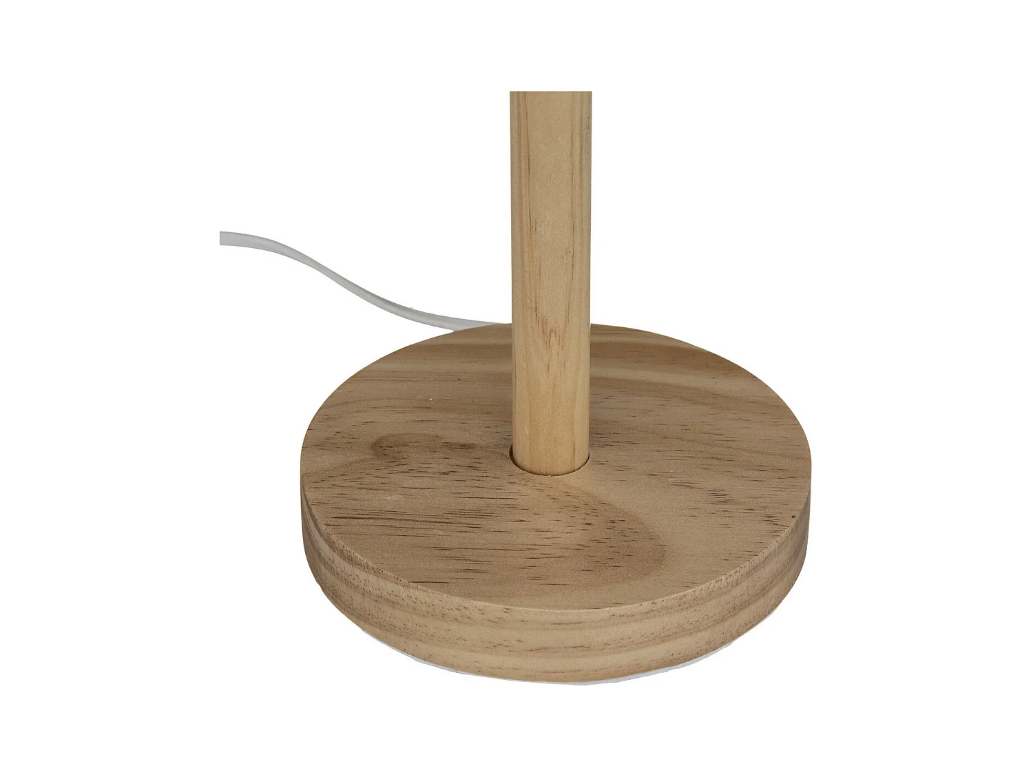 Lampe à poser en Bois de Pin et Abat-jour Beige naturel tressé H 42 cm