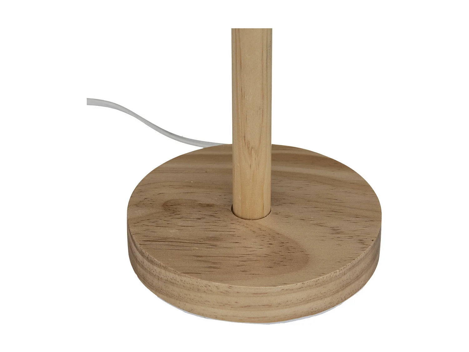Lampe à poser en Bois de Pin et Abat-jour Beige naturel tressé H 42 cm