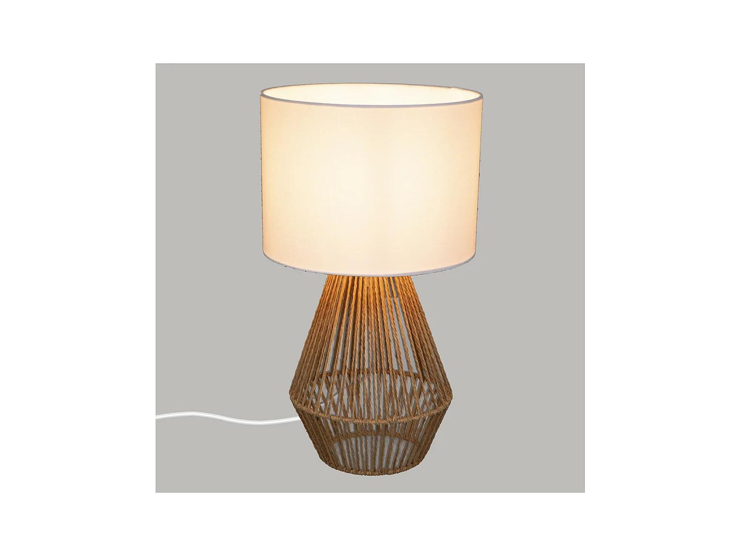 Lampe à poser en Coton et Métal H 40 cm