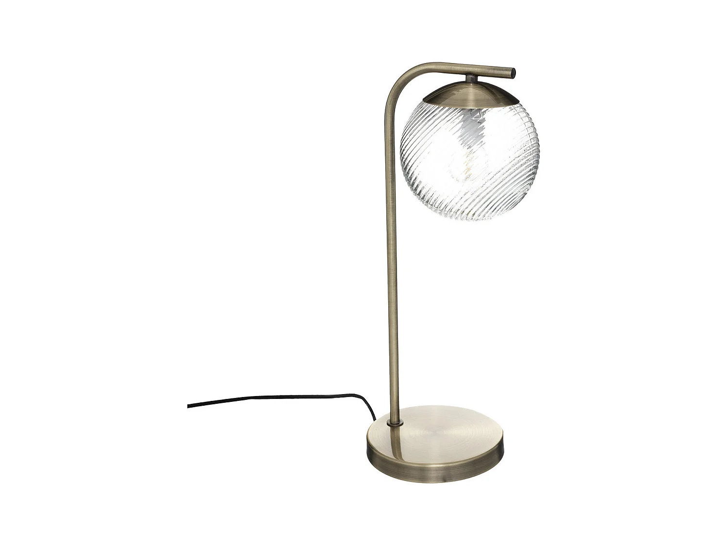 Lampe à poser en Métal Mordoré et Verre strié H 45 cm