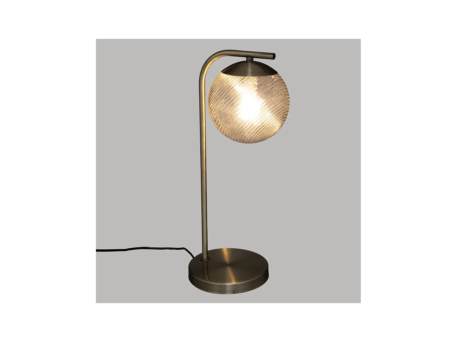 Lampe à poser en Métal Mordoré et Verre strié H 45 cm