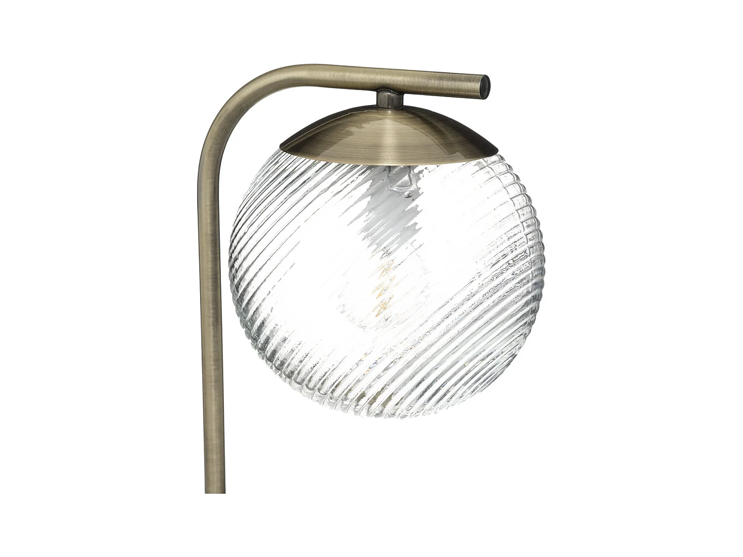 Lampe à poser en Métal Mordoré et Verre strié H 45 cm